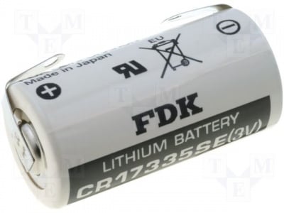 Батерия BAT-CR17335SE-B Батерия: литиева; 3V; 2/3A,2/3R23; метални ленти за запояване